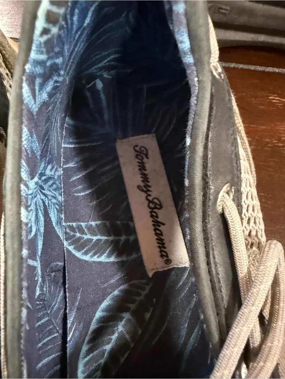 Tommy Bahama Men's Beige and Gray Mesh Boat Shoes